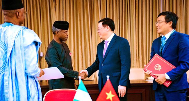 Osinbajo in Vietnam on bilateral relations, signs MoU on defence corporation